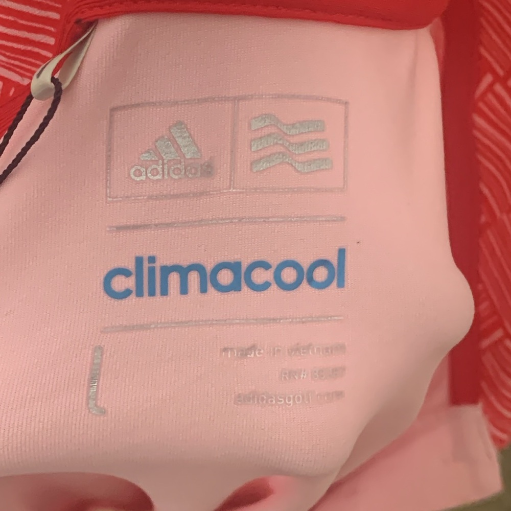 Adidas NWT Pink Patterned Climacool Golf Shirt Size L - Picture 8 of 10